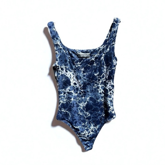 🌻Aritzia Babaton Blue/White Contour Bodysuit Size XS - Picture 1 of 5